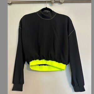 Black & Neon Cropped Crewneck
